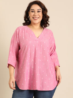 THE PINK MOON - Cotton Pink Dobby Top