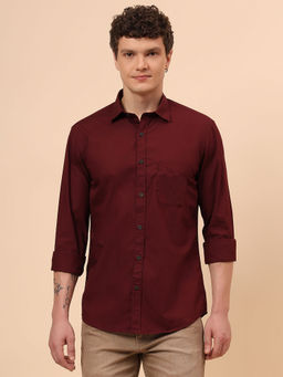 Cantabil - Maroon Breathable & Soft Fastness Regular Fit Shirt