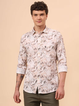 Cantabil - Cream Printed Regular Fit Shirt