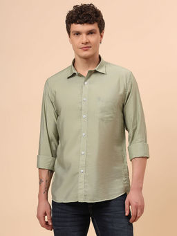 Cantabil - Olive Green Breathable & Soft Fastness Regular Fit Shirt