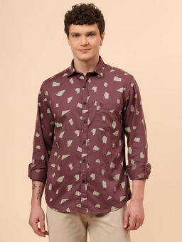 Cantabil - Brown Printed Regular Fit Shirt
