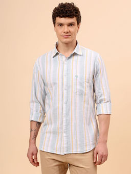 Cantabil - Green Stripes Regular Fit Shirt