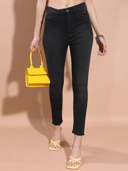 TOKYO TALKIES - Women Black Cotton Blend Solid Skinny Jeans