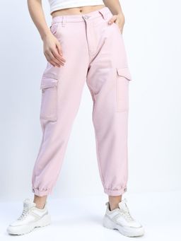 TOKYO TALKIES - Women Pink Cotton Blend Solid Regular Jeans