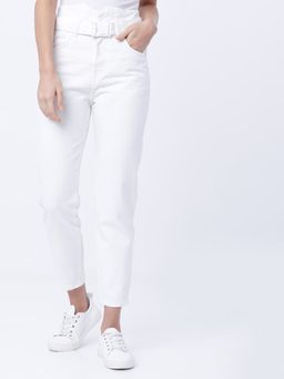 TOKYO TALKIES - Women White Cotton Solid Skinny Jeans