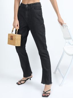TOKYO TALKIES - Women Black Cotton Solid Slim Jeans