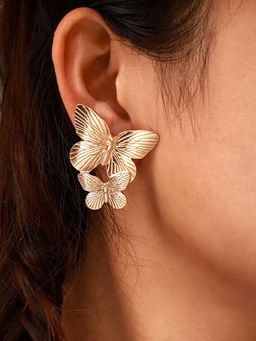 Yellow Chimes - Gold-Plated Contemporary Studs Earrings