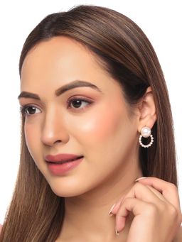 Yellow Chimes - Gold-Plated Contemporary Pearl Studs Earrings