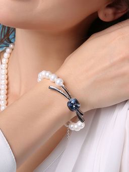 Yellow Chimes - Women Silver-Plated Beaded Link Bracelet