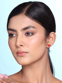 Yellow Chimes - Rose Gold-Plated Heart Shaped Studs Earrings