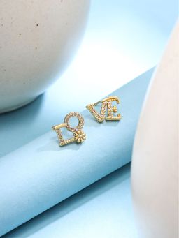 Yellow Chimes - Gold-Plated Contemporary Studs Earrings