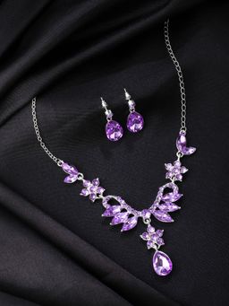 Yellow Chimes - Silver-Plated Crystal-Studded Jewellery Set