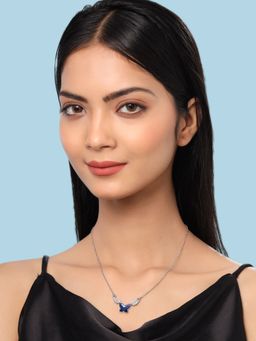 Yellow Chimes - Stone-Studded Butterfly Designed Pendant with Chain