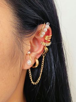 Yellow Chimes - Mesmerizing Vintage Gold Plated Beaded & Studded Stunning Ear Rings