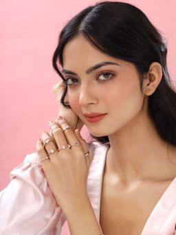 Yellow Chimes - Set of 8 Gold-Plated Stack Finger Rings (7)