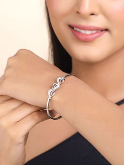 Yellow Chimes - Women Silver-Plated Crystals Bangle-Style Bracelet