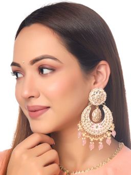 Yellow Chimes - Gold-Plated Crescent Shaped Chandbalis Earrings