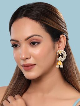 Yellow Chimes - Gold-Plated Contemporary Jhumkas Earrings