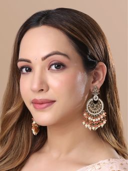 Yellow Chimes - Gold Plated Kundan Studded Contemporary Chandbalis