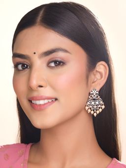 Yellow Chimes - Gold Plated Contemporary Artificial Beads Studded Drop Earrings