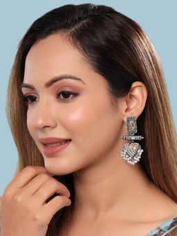 Yellow Chimes - Silver-Plated Contemporary Oxidised Drop Earrings