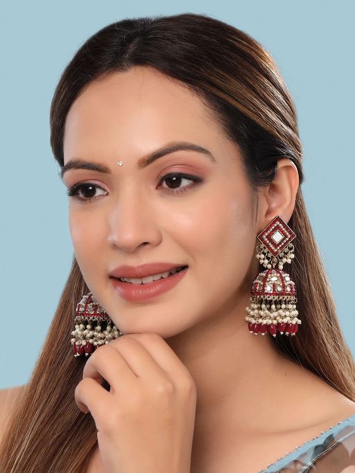 Yellow Chimes Gold-Plated Contemporary Jhumkas Earrings