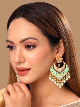 Yellow Chimes - Gold Plated Contemporary Meenakari Chandbalis Earrings