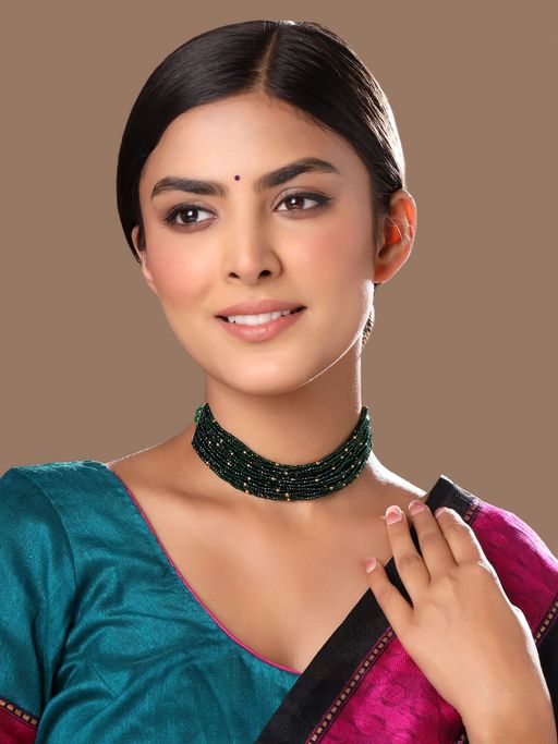 Yellow Chimes Gold-Plated Multilayer Beadded Choker Necklace