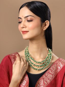 Yellow Chimes - Gold-Plated Beaded Multilayered Necklace