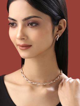 Yellow Chimes - Rose Gold-Plated Crystals Studded Jewellery Set