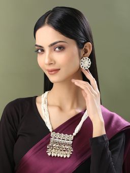 Yellow Chimes - Gold-Plated Kundan Studded & Pearl Beaded Long Jewellery Set