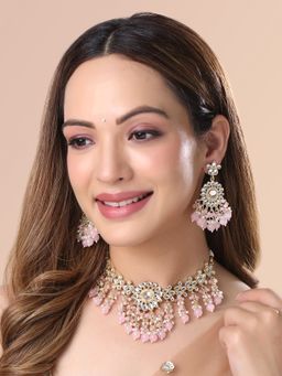 Yellow Chimes - Gold-Plated Kundan-Studded & Beaded Choker Jewellery Set