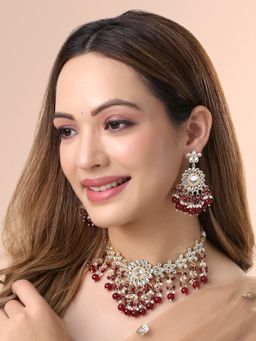 Yellow Chimes - Gold-Plated Kundan-Studded & Beaded Choker Jewellery Set