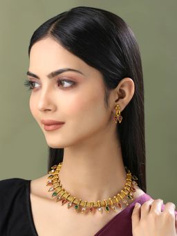 Yellow Chimes - Gold-Plated Crystal Studded Jewellery Set