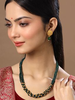 Yellow Chimes - Gold-Plated Beaded Multi Layer Jewellery Set