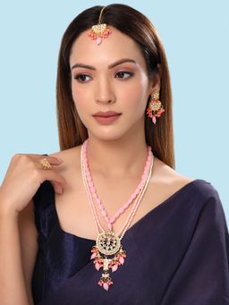 Yellow Chimes - Gold-Plated Kundan-Studded Jewellery Set with Maangtika & Finger Ring