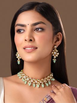 Yellow Chimes - Gold-Plated Kundan-Studded & Beaded Jewellery Set