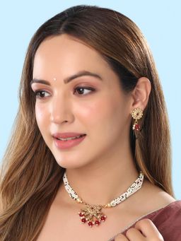 Yellow Chimes - Gold-Plated Stone-Studded & Artificial Beaded Jewellery Set