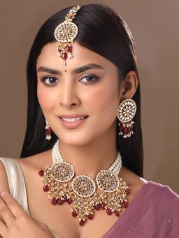 Yellow Chimes - Gold-Plated Kundan-Studded & Beaded Jewellery Set