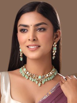 Yellow Chimes - Gold-Plated Kundan-Studded & Beaded Jewellery Set