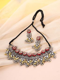 Yellow Chimes - Oxidised Ghungroo Studded Jewellery Set