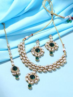 Yellow Chimes - Gold-Plated Kundan-Studded & Beaded Jewellery Set