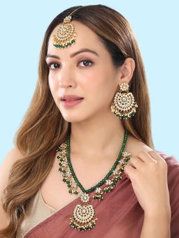 Yellow Chimes - Gold-Plated Kundan Studded & Artificial Beaded Jewellery Set