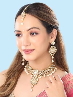 Yellow Chimes - Gold-Plated Kundan-Studded & Beaded Jewellery Set