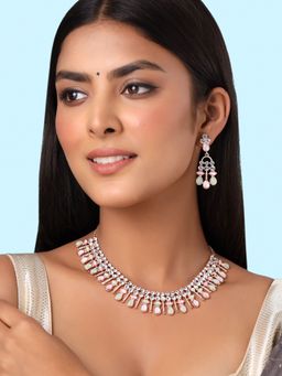 Yellow Chimes - Gold-Plated Stone-Studded Choker Jewellery Set