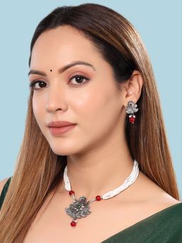 Yellow Chimes - Silver-Plated and Beaded Jewellery Set