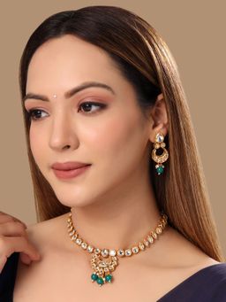 Yellow Chimes - Gold-Plated Kundan-Studded Jewellery Set