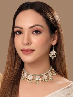 Yellow Chimes - Gold-Plated Kundan-Studded & Beaded Jewellery Set