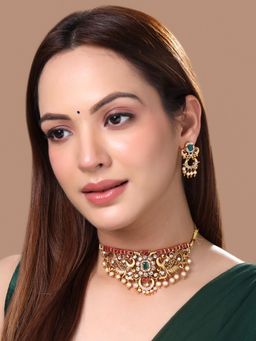 Yellow Chimes - Gold-Plated Stone-Studded Jewellery Set