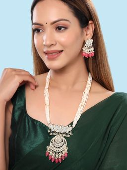 Yellow Chimes - Gold-Plated Kundan Studded & Beaded Necklace & Earrings